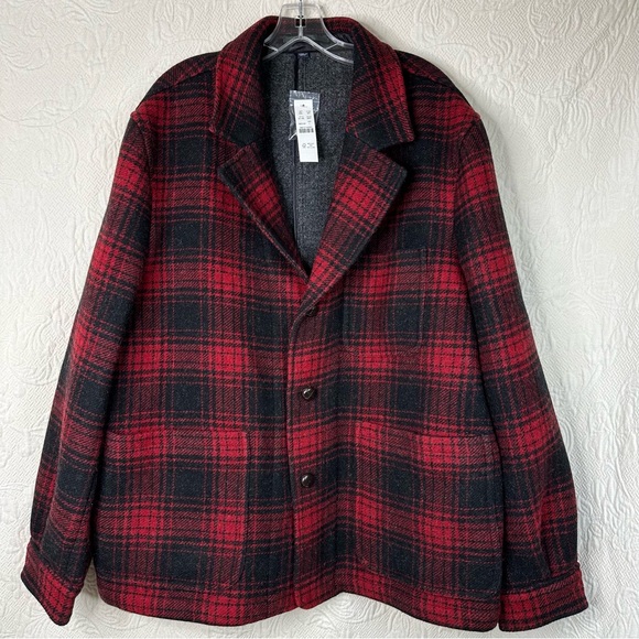 J. Crew L Limited Edition Ludlow Red & Black Plaid Overcoat in English Wool NWT - Picture 1 of 16